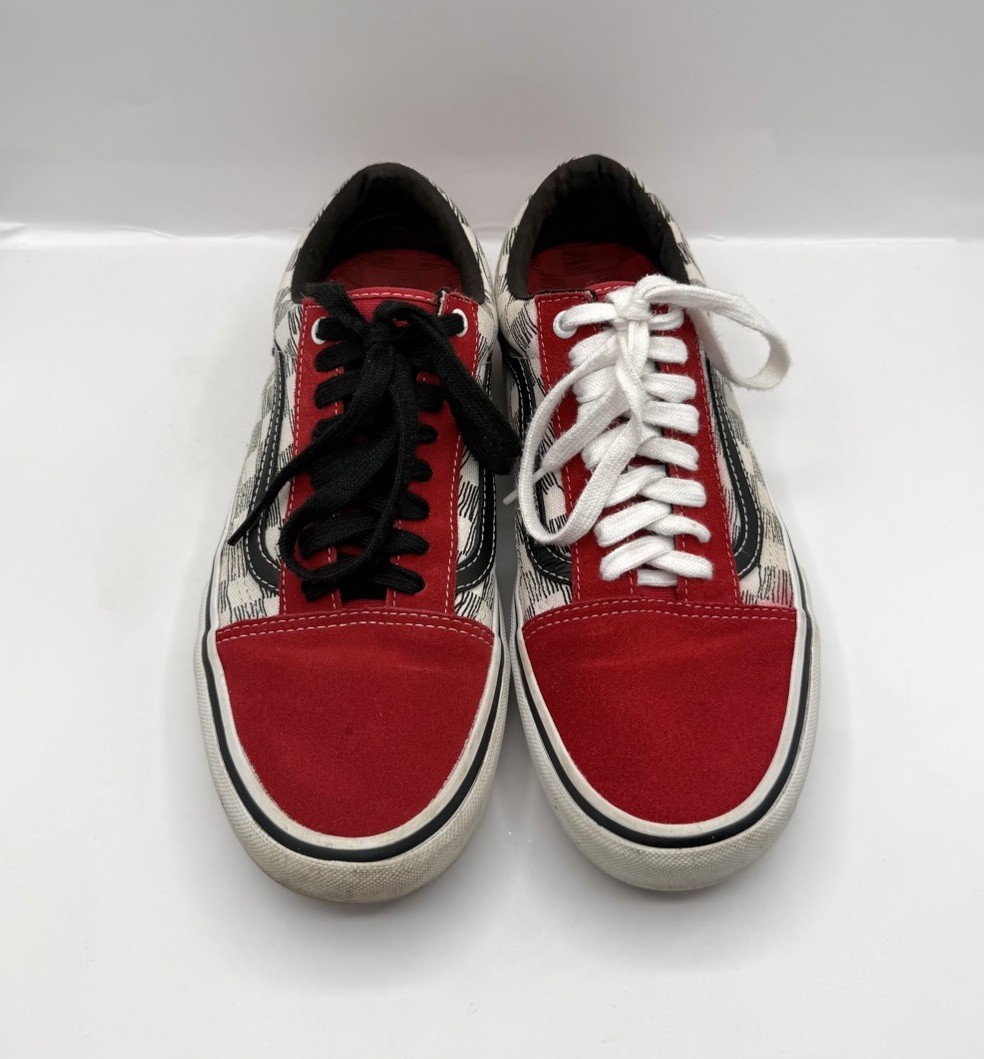 Vans Old Skool Pro Sketched Checkerboard Racing Red White Special Edition Shoes thumbnail 4