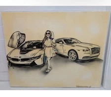 Bmeezy Original 60x48 MASSIVE Art Painting BMW i8 Rolls Resin Pop Art OOAK