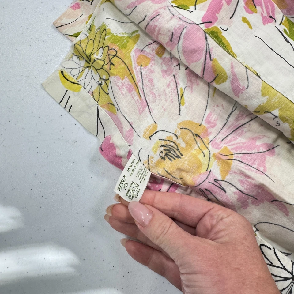 perpell flat sheet full pink yellow floral blend large blooms y2k 90s 80s - Image 4 of 4