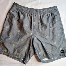 RVCA Men's Green and Grey swim trunks board shorts size small
