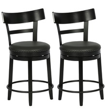 Set of 2 Swivel Counter Height Bar Stools, 24" Counter Stools with Back, Metal