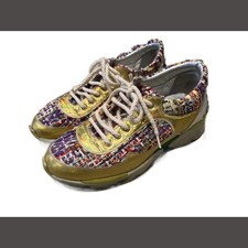 Chanel Tweed Metallic SNEAKERS 36 Yellow LG30442 Used 59166c240110e68ffaeae142b9