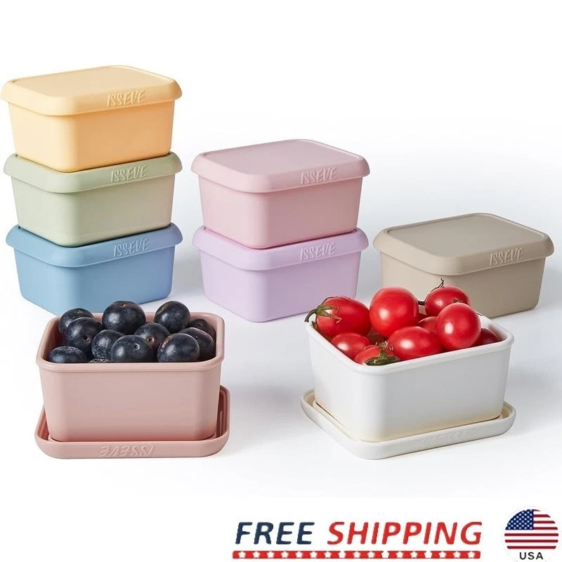 8pack Silicone Snack Containers W/ Lids Leakproof Food Storage Kids Lunch Travel
