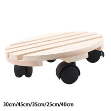 Wooden Heavy Plant Pot Wheels Mover Garden Planter Caddy Trolley Stand