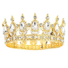 Arclhladin Queen Rhinestone Crown, Gold Wedding Crowns, Royal Princess Crysta...