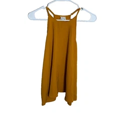 Paper Crane Tank Top Women's Small Mustard Sleeveless Round Neck Lightweight