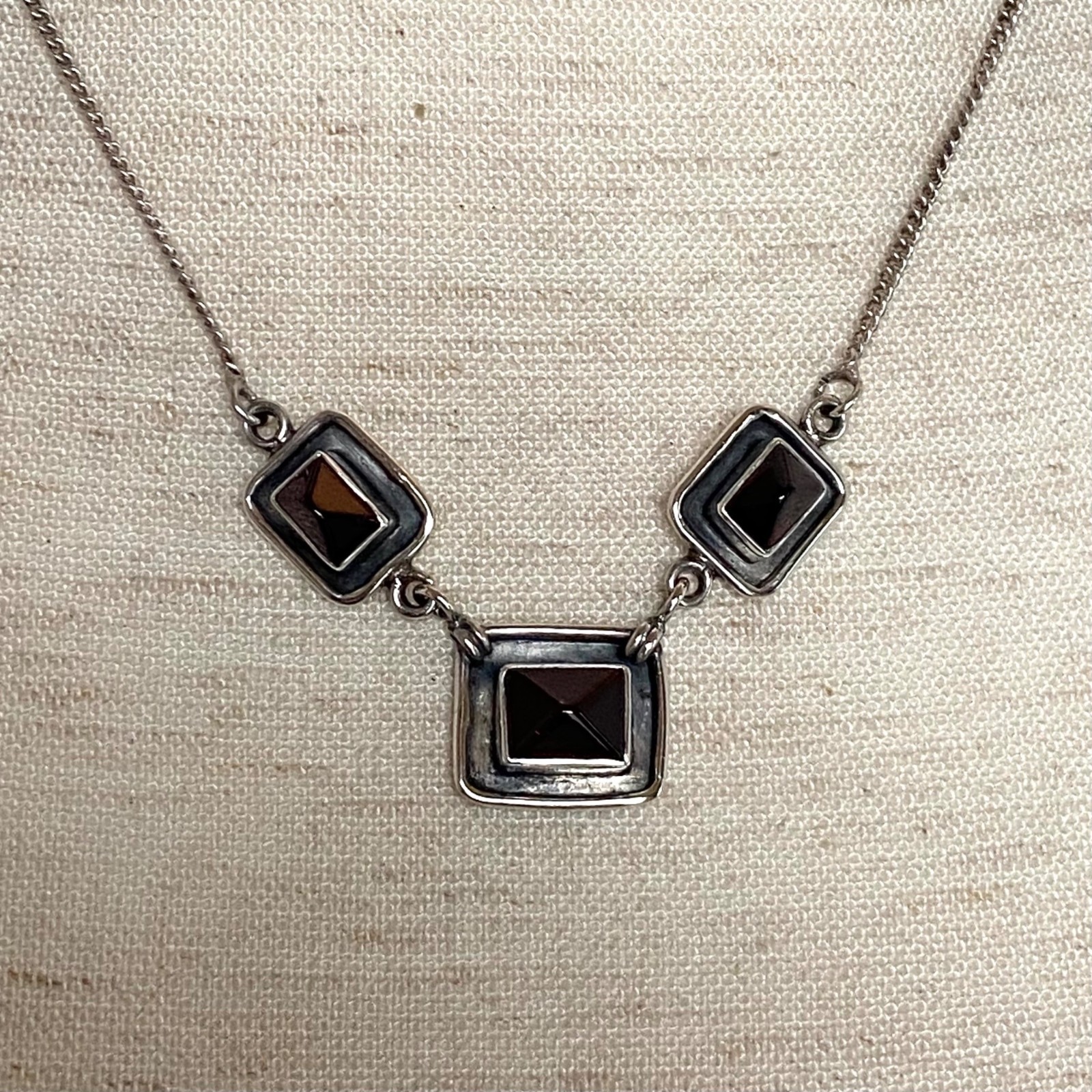 Sterling Silver 925 Rectangular Bezel Set 3 Stone… - image 15