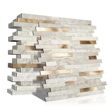 6-Sheet Peel and Stick Backsplash Tiles for 6 Pieces Beige Metal Gold