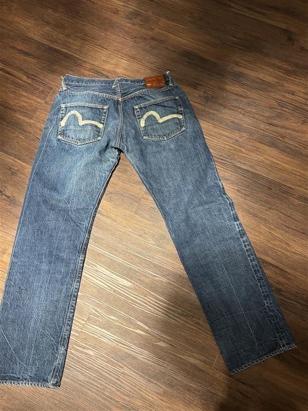 Vtg EVISU No.1 Lot 2000 Jeans White Paint Selvedge Fits W30 x L29