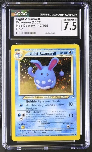 Light Azumarill #13/105 Neo Destiny Holo Unlimited CGC 7.5 Near Mint+ NM WOTC