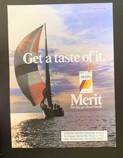 1986 VINTAGE TOBACCO PRINT AD MERIT CIGARETTES WATER SAILING THEME