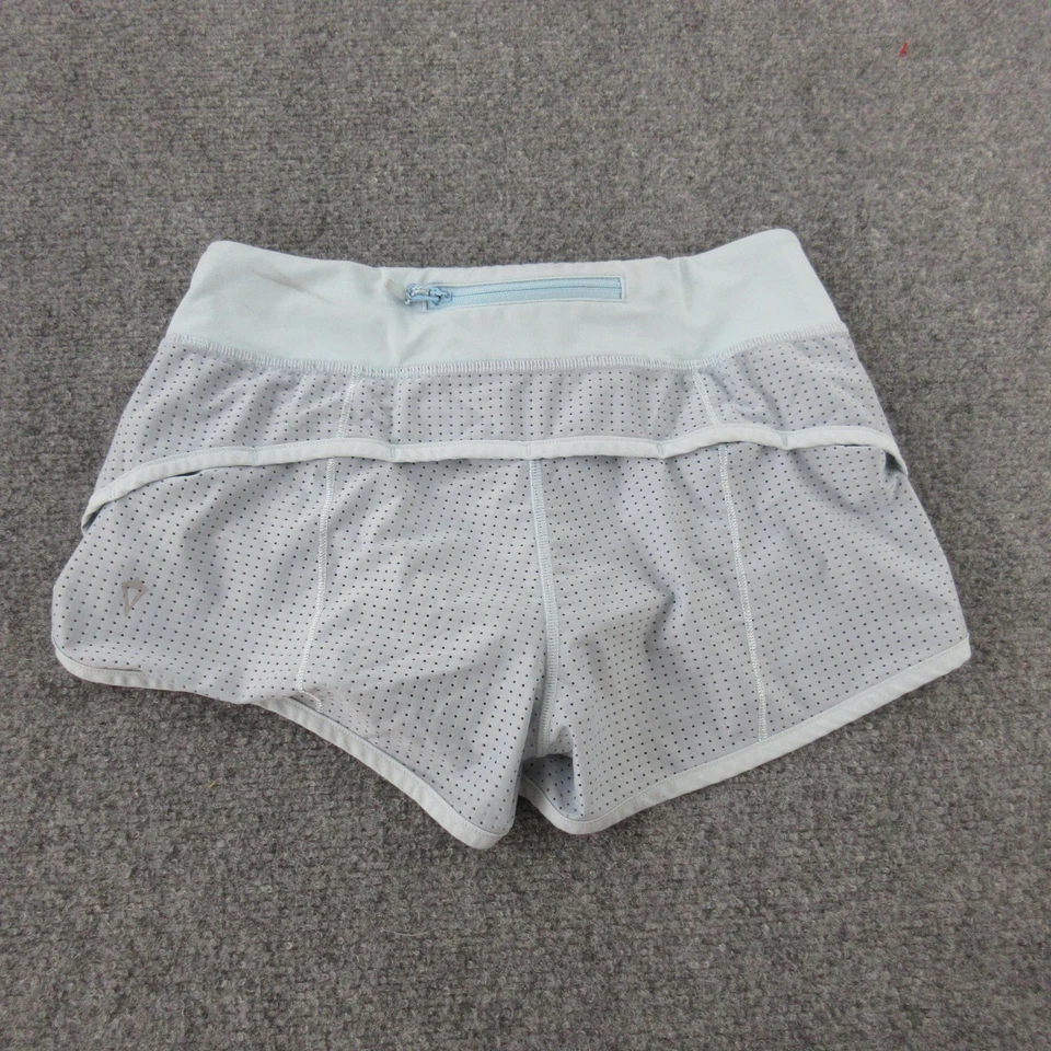 Ivivva by Lululemon Shorts Girls 12 Light Blue Perforated Back Zip Running - Image 2 of 4