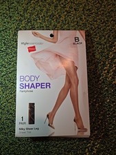 Hanes Stylessentials Size B Body Shaper Pantyhose Silky Sheer Leg Black