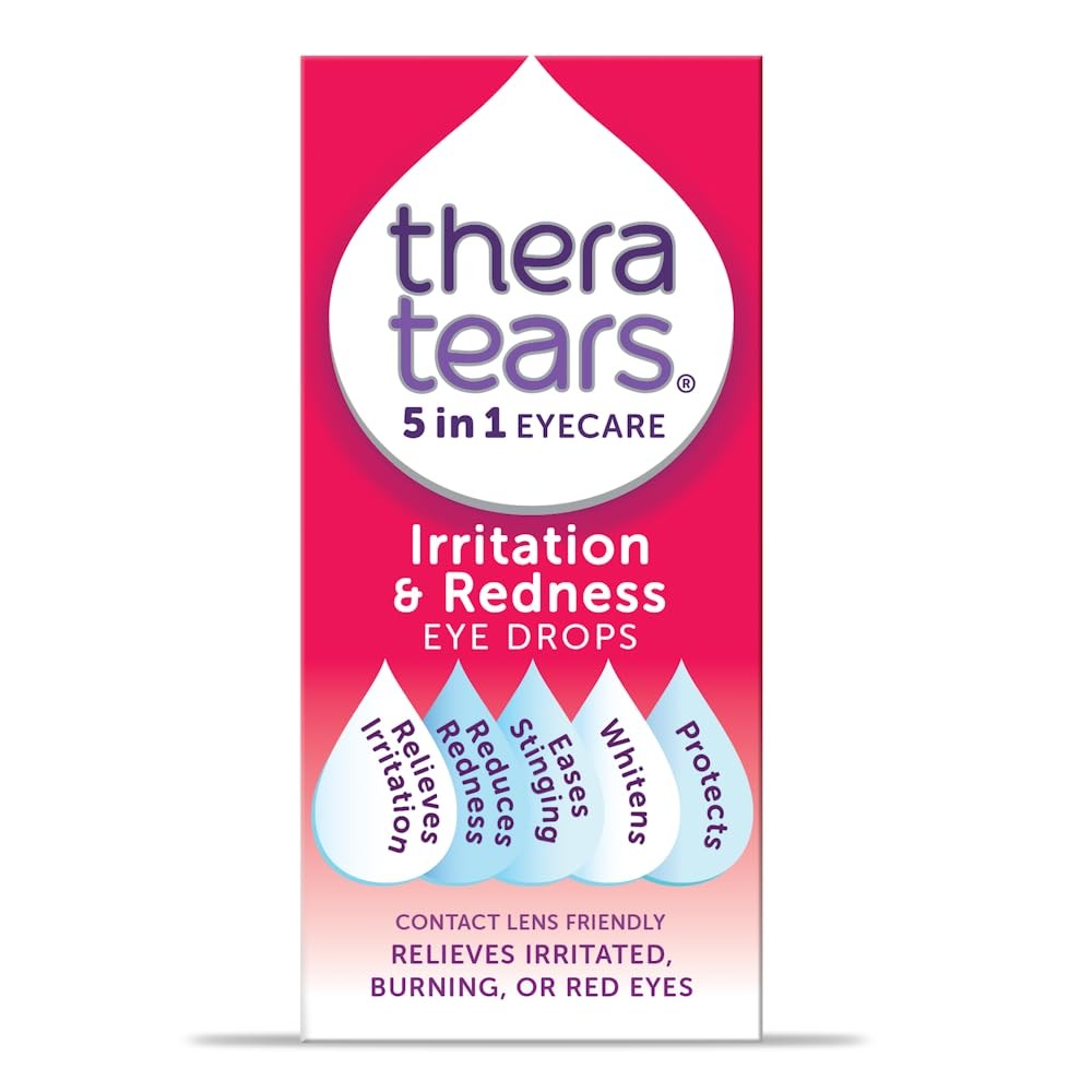 TheraTears Irritation and Redness Eye Drops, 10ml | Relieves Irritated, Burning or Red Eyes with Natural Whitening, Contact Lens Friendly, 5 in 1 Eye Care Drops - Image 2