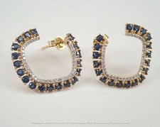 2Ct Lab Created Round Blue Sapphire Halo Stud Earrings 14K Yellow Gold Plated