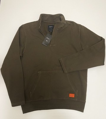 RVCA HALF ZIP SWEATSHIRT SZ LARGE  NEW FRONT POCKET BROWN