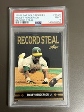 1991 Leaf - Gold Rookies Rickey Henderson #BC26 Record Steal PSA 9