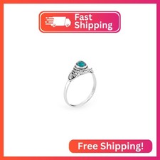 Solid 925 Sterling Silver Genuine Copper Turquoise Stone Ring, Designer Jewelry,