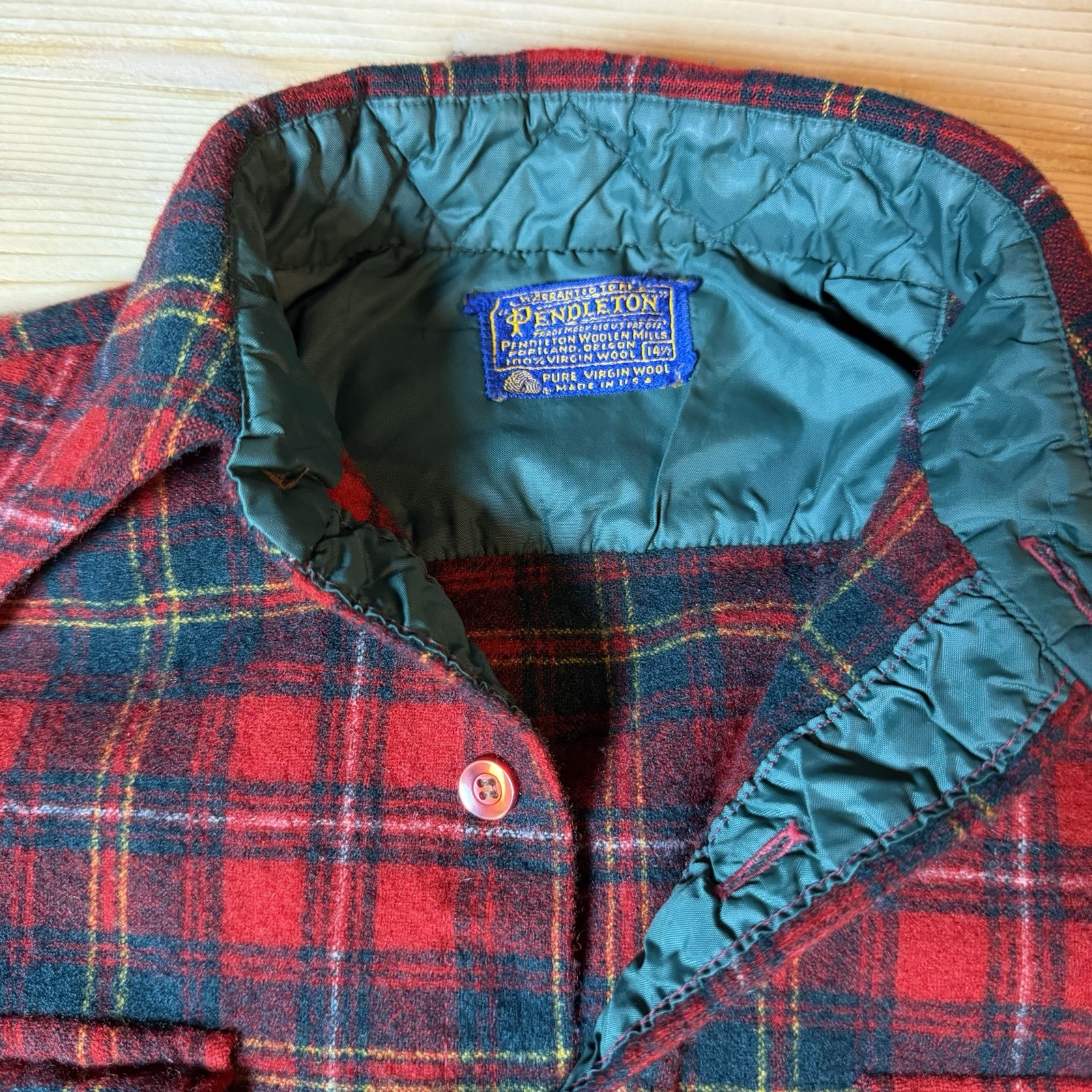 Vintage 60s Pendleton Loop Collar Rockabilly Plai… - image 3