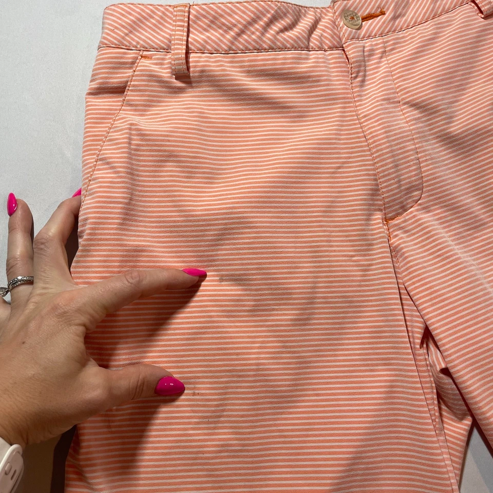 PUMA Shorts Youth Boys Large Orange Striped Preppy Golf Athleisure Outdoor - Image 2 of 4