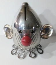 Vintage Clown Bank Red Nose Silver Plated