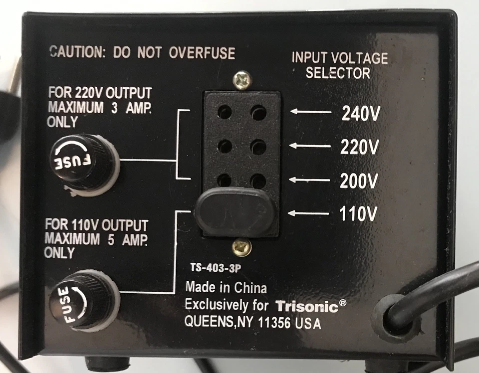 Trisonic Step Up & Down Voltage Transformer TS-403-3P 300W  220/240v— 110/120v - Image 3 of 4