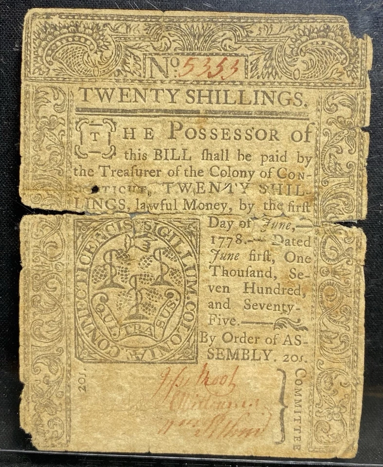 1775 CONNECTICUT American Revolution Colonial Currency Bank Note, CT-186 PCGS 30 - Image 3 of 4