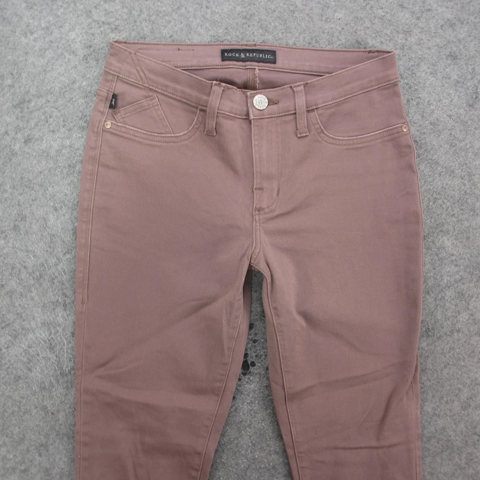 Pantalones de mezclilla ajustados elásticos Rock & Republic para mujer 6 malva Kashmiere desgastados Foto 2 de 4