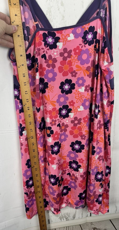 Joe Boxer 2X Pink Purple Multi Retro Flowers V Neck Stretch Chemise nightie - Image 4 of 4