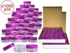 1000Pieces 3Gram/3ml Plastic Round Clear Sample Jar Containers with Purple Lids