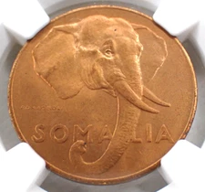 🔥 1950 SOMALIA (Italian Somaliland) 10 Centesimi NGC MS 64 RED (Rome Mint)
