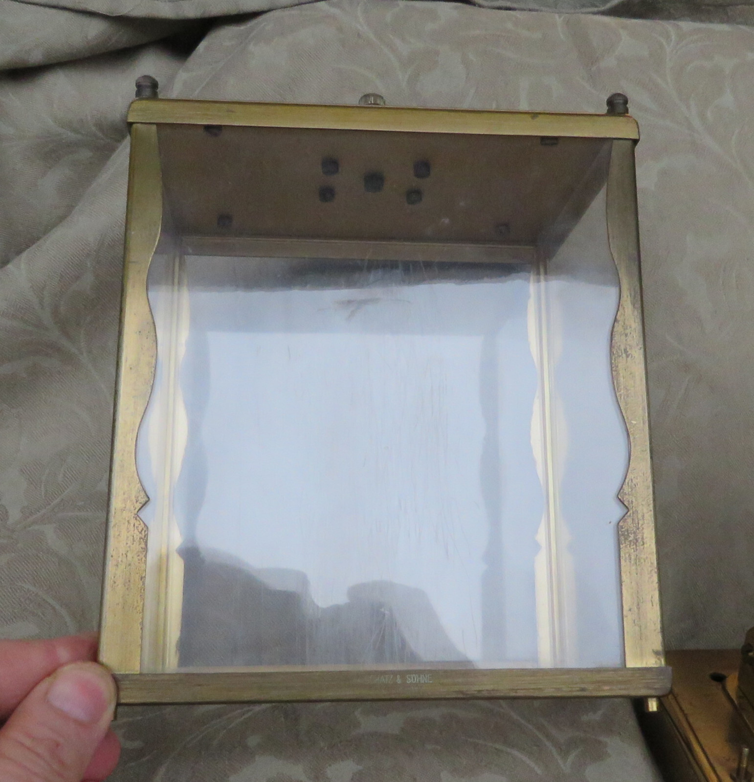 AUG SCHATZ & SOHNE W3 TRIPLE CHIME SKELETON BRACKET BRASS MANTEL CLOCK GERMANY