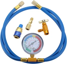 Aupoko R134A Recharge Hose Kit with Gauge, 59'' AC Refrigerant Recharging Hose w