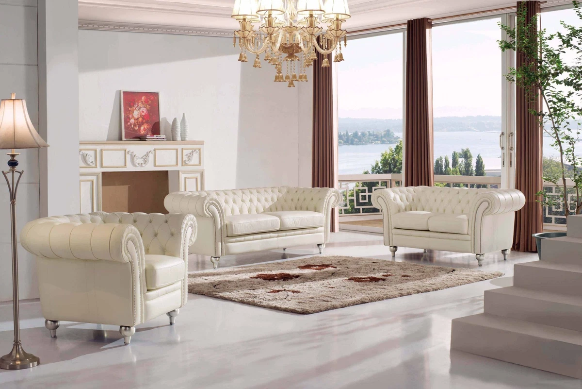 Ivory leather loveseat deals
