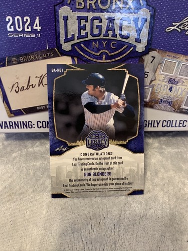 (2) 2024 LEAF A BRONX LEGACY NYC RON BLOMBERG & JOSE MOLINA YANKEES AUTO SP#/75 - Picture 5 of 6