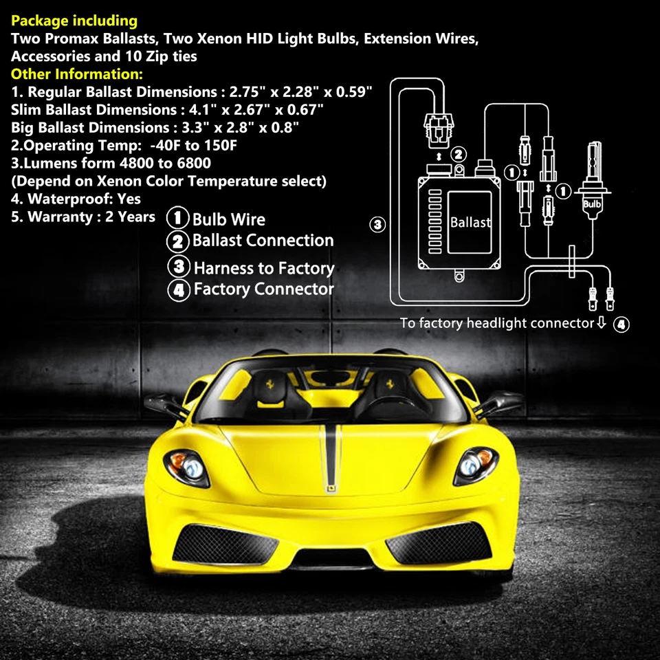 Promax Xenon Headlight Fog Light HID Kit 28000LM for Lexus H1 H7 H11 9005 9006 - Image 4 of 4