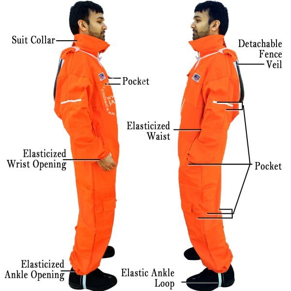 Fluorescent Orange Beekeeper Suit 2XL - Durable Bee Protection Gear