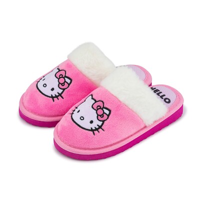 Hello Kitty Mädchen Pantolette Hausschuhe - kuschelige Hallenschuhe rutschfeste Sohle Schuhe