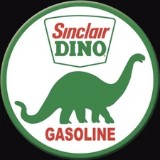 Sinclair Dino Gasoline Sign Refrigerator Magnet Round 3 Inch Diameter