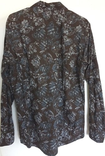 Structure Men's Paisley Long-sleeved button up shirt size medium brown blue - Picture 5 of 13