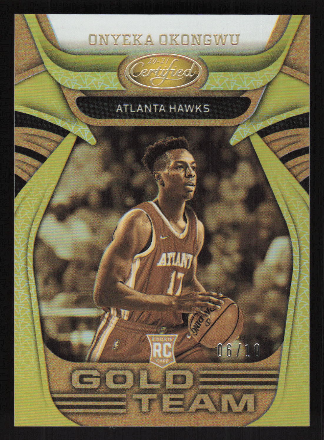 2020-21 Panini Certified #6 Onyeka Okongwu Gold Team /10 Card TCCCX