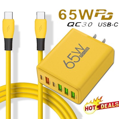 65W Fast Type C PD+USB Charger & Cable For Motorola Razr 50 40 Ultra Edge (2024)