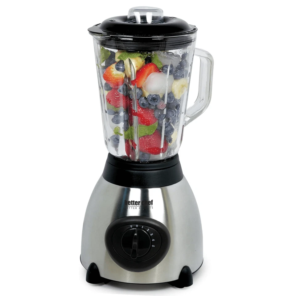 Better Chef 500W 5-Speed Glass Jar Blender w Stainless Steel Base, Pulse Control - Image 2 of 3
