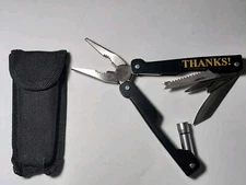 Black Metal Handles Multi Tool printed THANKS! with nylon pouch