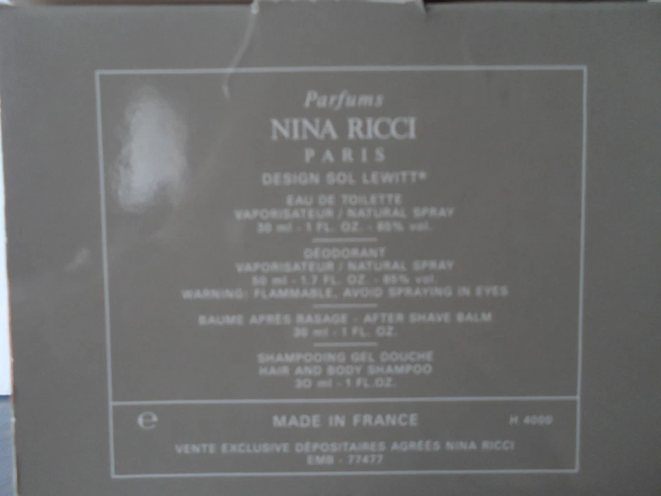 Juego de spray Ricci Club 1 oz EDT + desodorante, gel, afeitadora en caja diseño Sol Lewitt nuevo Foto 4 de 4