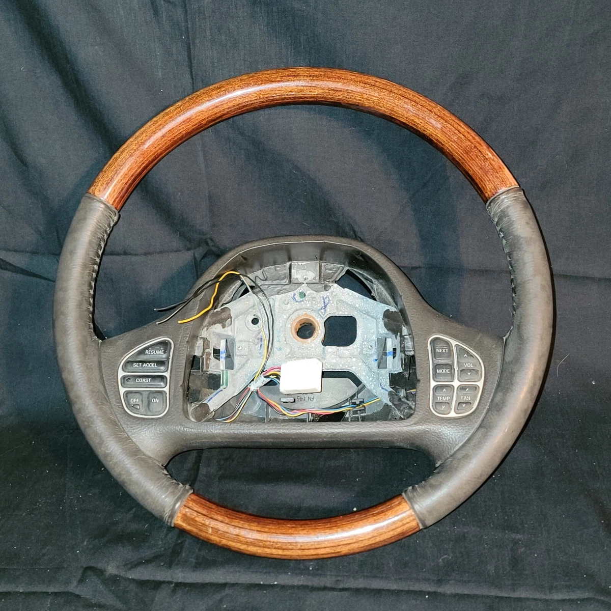 2000 2002 Lincoln Town Car Steering Wheel Leather Wood Grain OEM