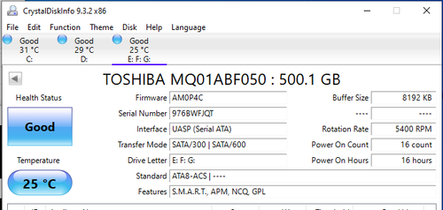 Toshiba 500GB Internal 5400 RPM SATA 2.5" Laptop HDD Hard Drive - Picture 4 of 15