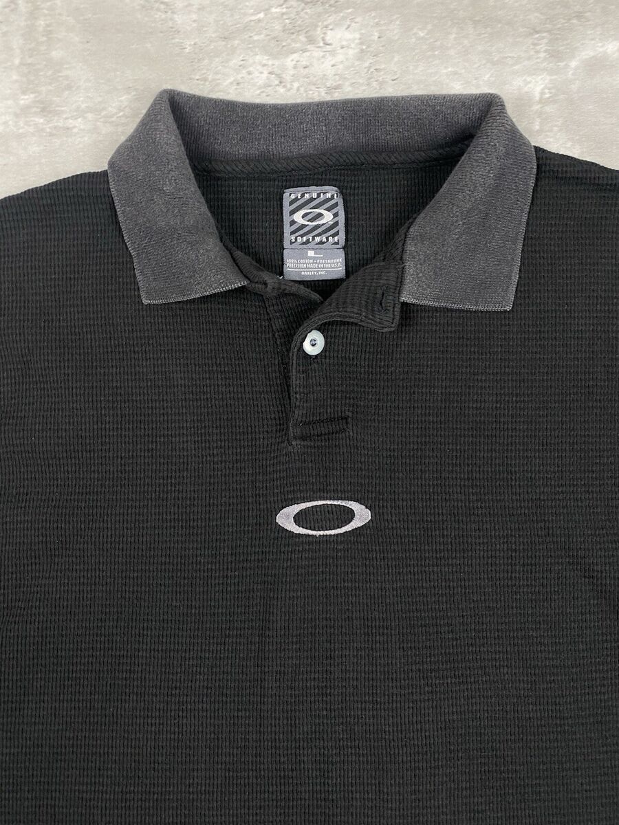 vintage OAKLEY SOFTWARE POLO SHIRT L 90s BLACK WAFFLE KNIT vintage OAKLEY SOFTWARE POLO SHIRT L 90s BLACK WAFFLE KNIT