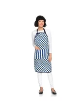 MACKENZIE CHILDS ROYAL CHECK BISTRO APRON BLUE 100% COTTON  BRAND NEW