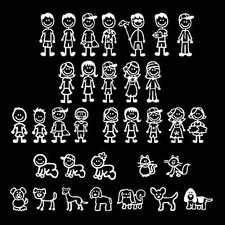 Stick Figure Family Vinyl Decal Sticker Custom Personal Car Window Dad Mom Pet